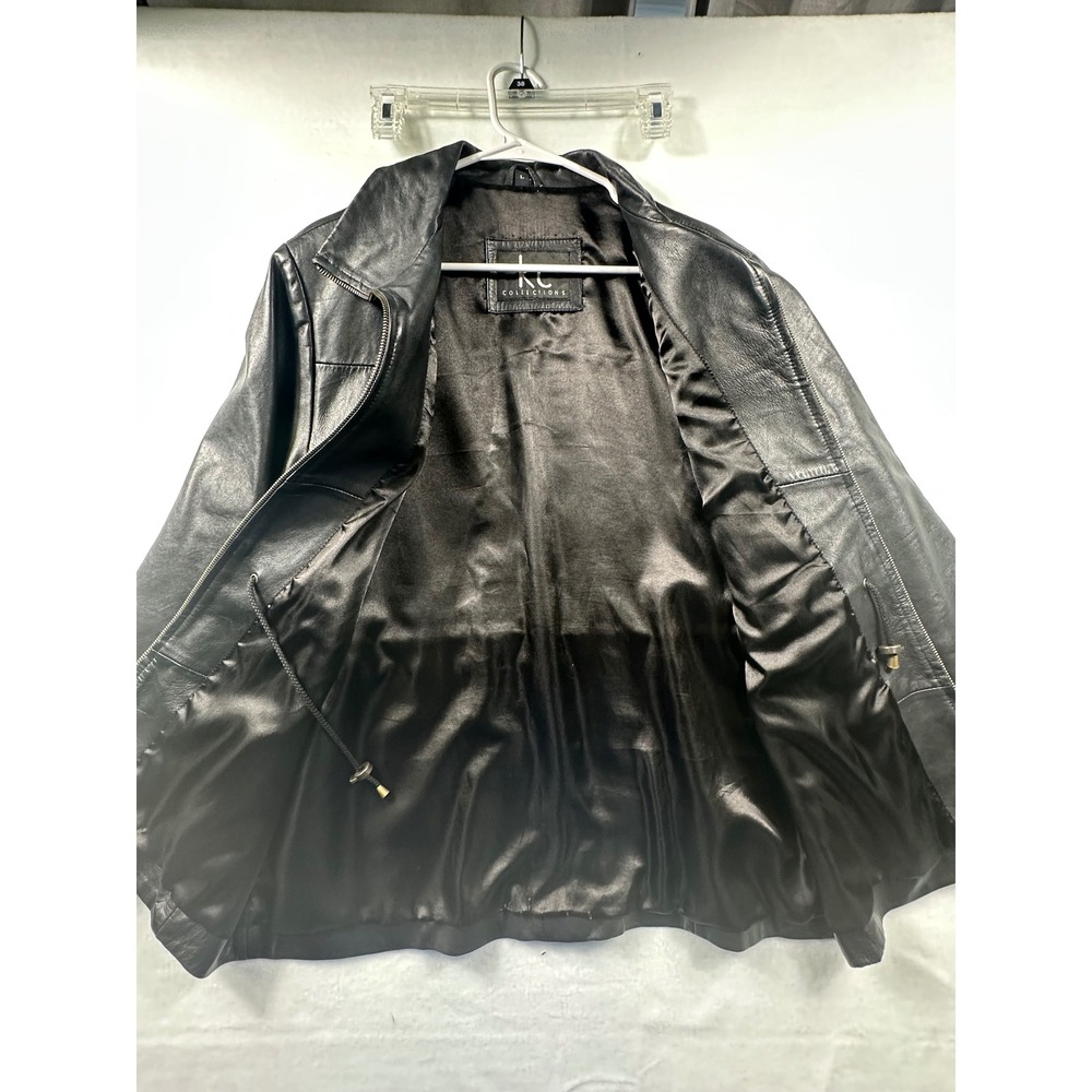 Vintage KC Collections Womens Black Leather Jacket Zip Collar Style Outerwear - Picture 7 of 9